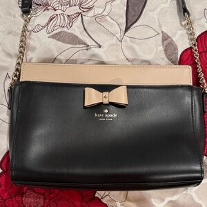 Kate Spade Angelica Baldwin Street Black/Beige leather crossbody bag.